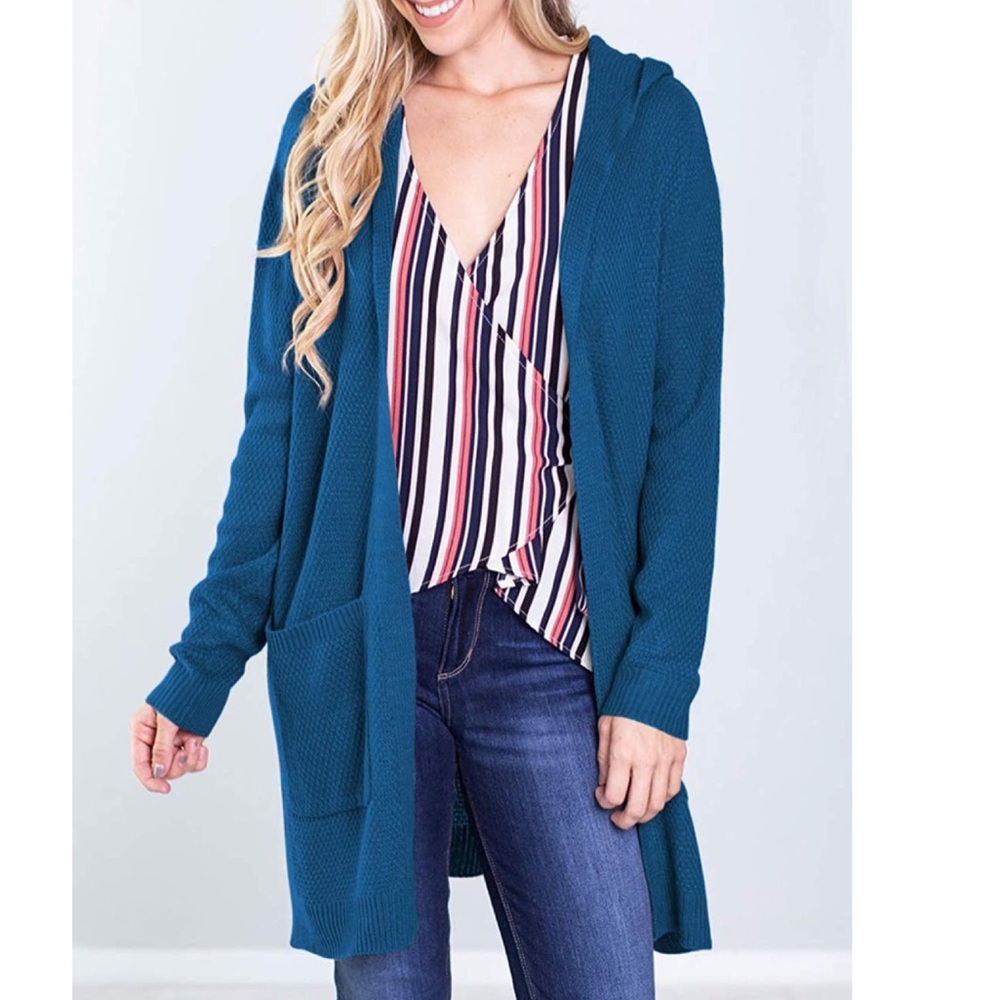 🦋Long Sleeve Open Front Hoodie Knit Cardigan🦋 - Picture 4 of 6